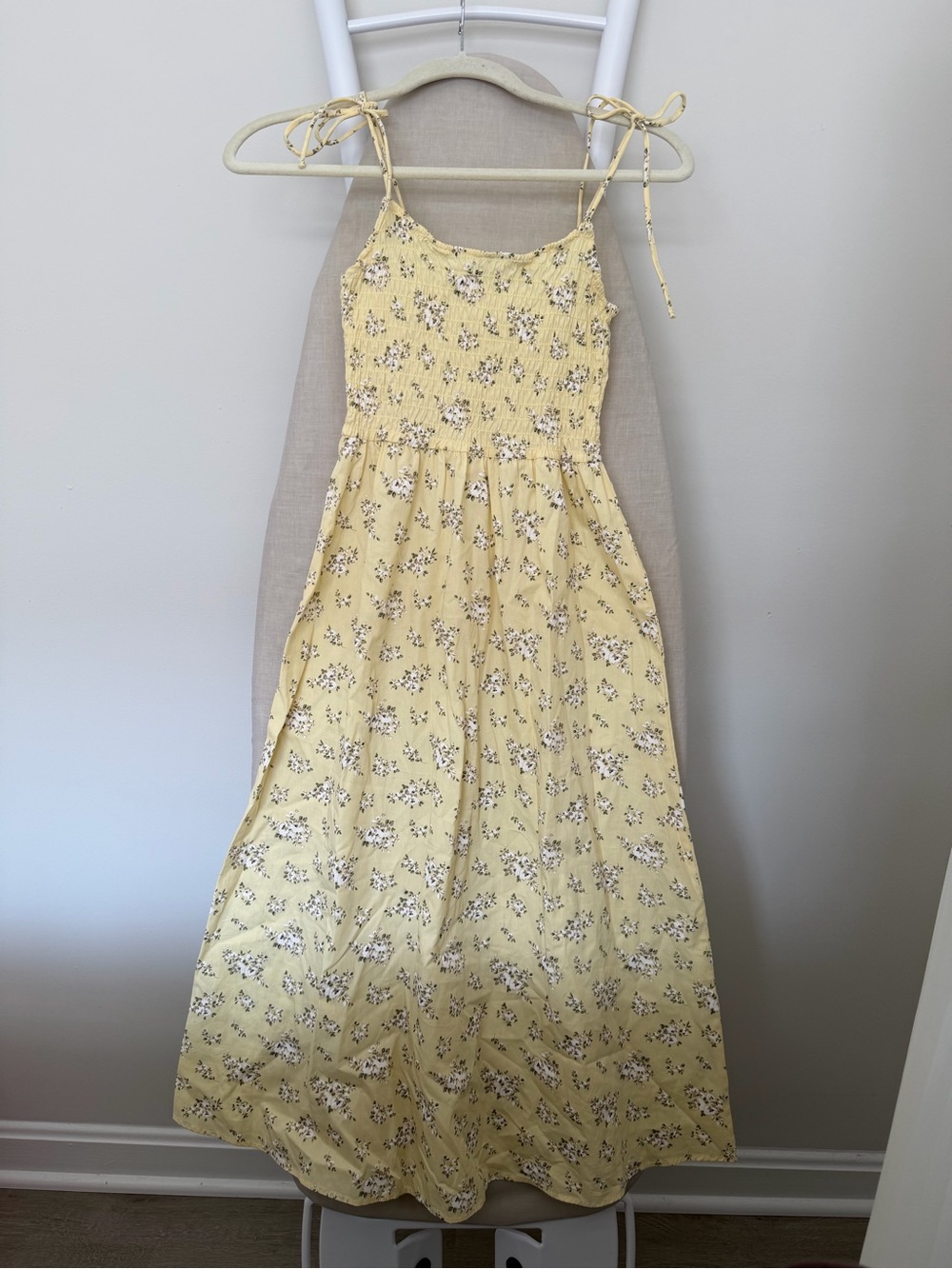 H&M Yellow Floral Tie-Shoulder Maxi Dress